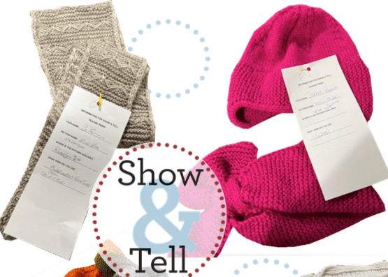 photo of Su's Mini Noa scarf and Debbie's 1898 hat and Miss Marple scarf